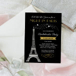 Invitation Nuit à Paris Tour Eiffel Bachelorette Party<br><div class="desc">Ooh La La ! Cette invitation à la soirée "Nuit à Paris" inspirée de la France, propose une parties scintillant Eiffel en faux argent scintillante et une palette de couleurs chic d'or antique, noir et blanc. Le texte élégant et élégant peut être complètement personnalisé avec le nom de la future...</div>