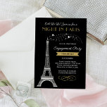 Invitation Nuit à Paris Tour Eiffel Gold Engagement Party<br><div class="desc">Ooh La La ! Cette invitation à la fête de fiançailles mariages d'inspiration française présente une parties scintillant étincelante en faux argent, la tour Eiffel et une palette de couleurs chic, doré, noir et blanc d'époque. Le texte élégant et élégant peut être entièrement personnalisé avec les noms du couple et...</div>