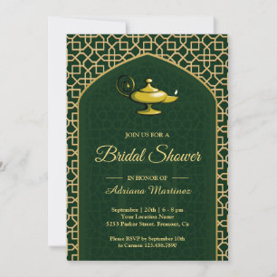 Invitation Nuit Arabesque Lampe Magique Fête de Mariage Verte
