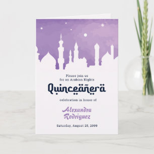 Invitation Nuit Arabesque Violet Aquarelle Quinceañera