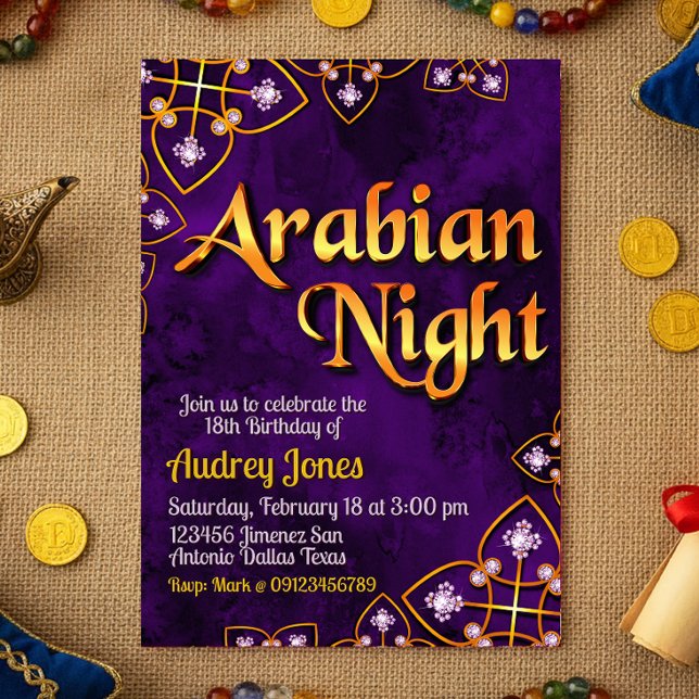 Invitation Nuit Arabienne - Violet (Arabian Night - Violet Invitation)