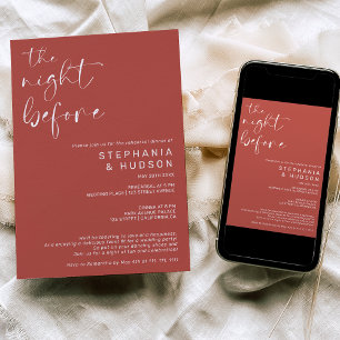 Invitation Nuit avant le dîner de répétition mariage en terre