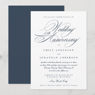 Invitation Nuit Bleue Calligraphie 25e Anniversaire de Mariag