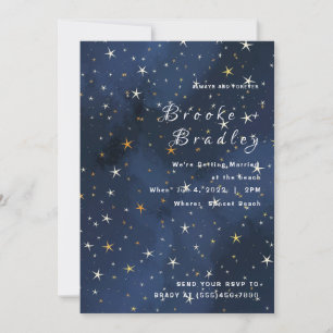 Invitation Nuit Bleue Profonde Étoilée de Mariage
