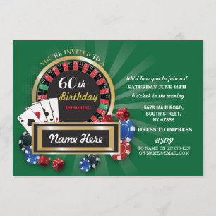 Invitation Nuit Casino Anniversaire Las Vegas Roulette Invita
