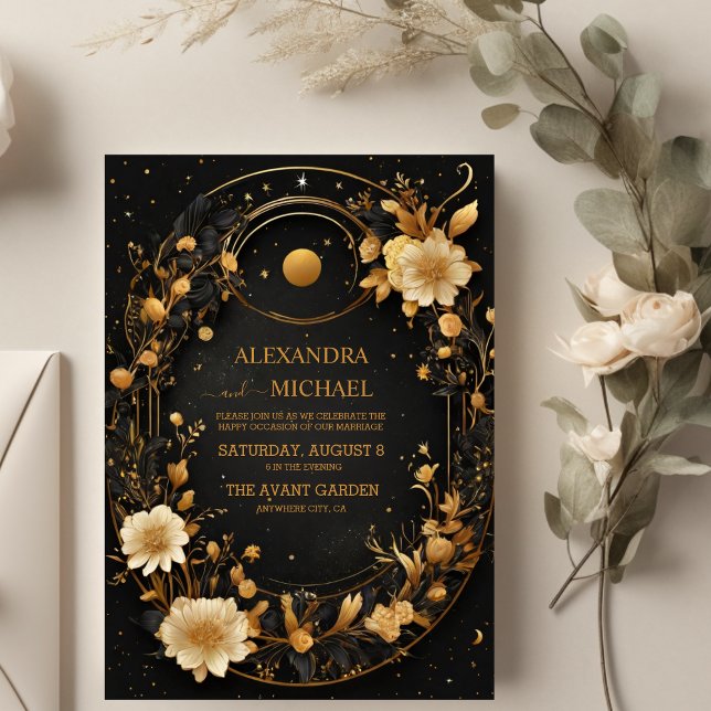 Invitation Nuit Céleste Étoiles Noires Mariage (Créateur téléchargé)