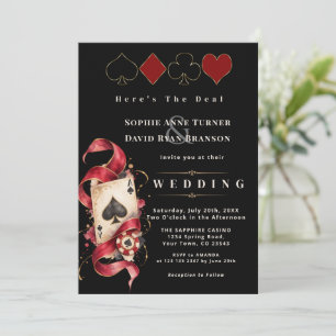Invitation Nuit de casino aquarelle glamour mariage bordeaux