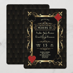 Invitation Nuit de Casino Glam Or Art Déco 20s Gatsby Mariage