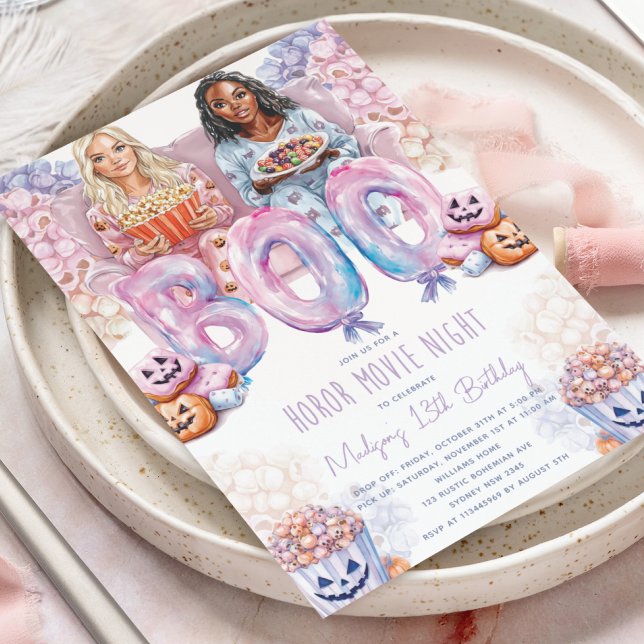 Invitation Nuit de cinéma d'horreur Halloween Stwood Annivers (Créateur téléchargé)