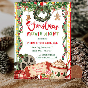 Invitation Nuit de film de Noël capricieuse et fantaisiste