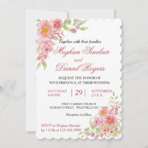 Invitation Nuit de fleurs rose aquarelle invite