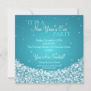 Invitation Nuit de la Saint-Sylvestre Bleu étincelant