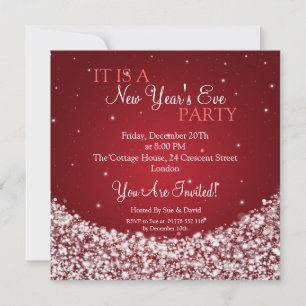 Invitation Nuit de la Soirée du Nouvel An Rouge