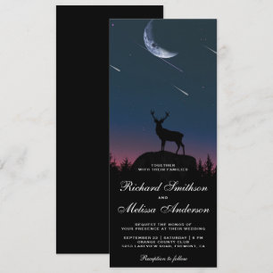 Invitation Nuit de lune forestière Ciel étoilé Cerf Mariage