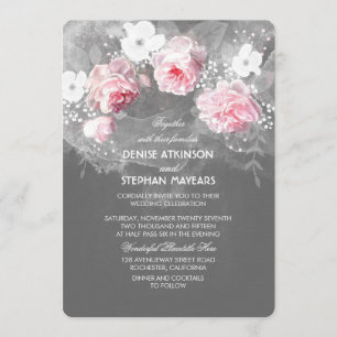 Invitation Nuit de mariage floral rose et blanc