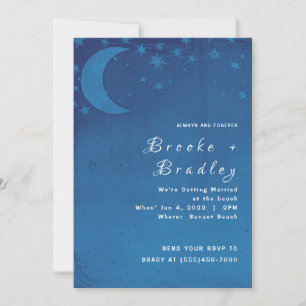 Invitation Nuit de mariage sous le croissant de lune bleu