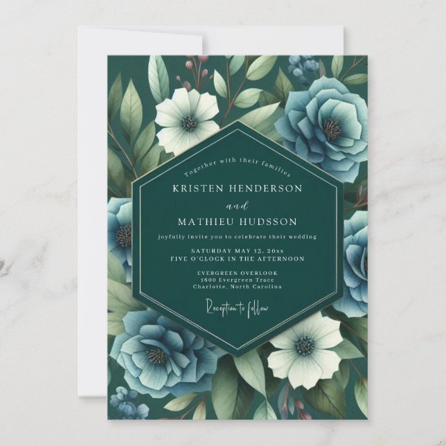 Invitation Nuit de mariage sur ardoise émeraude (Devant)