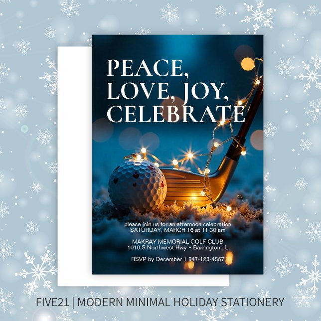 Invitation Nuit de neige paisible Golf Fête de Noël (Créateur téléchargé)