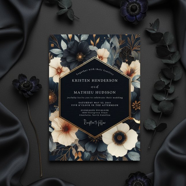 Invitation Nuit de noces florale marine (Créateur téléchargé)