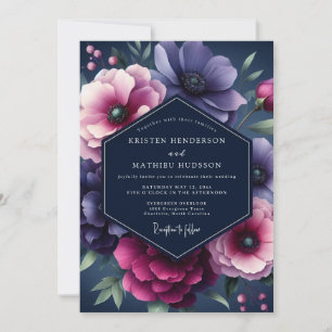 Invitation Nuit de noces Navy & Plum Dramatic Bloom