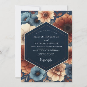 Invitation Nuit de noces romantique d'automne à fleurs bleues