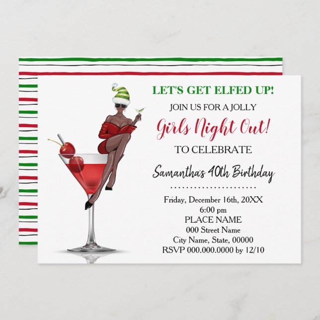 Invitation Nuit de Noël d'anniversaire Sortons nous lasser (Devant / Derrière)