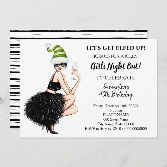 Invitation Nuit de Noël dehors, on se lasse l'Anniversaire (Devant / Derrière)