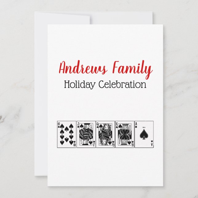 Invitation Nuit de Poker au Casino Royale Quinte Flush Noël (Devant)