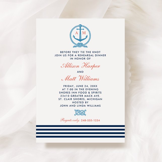 Invitation Nuit de répétition de mariage bleu marine rouge na (Créateur téléchargé)
