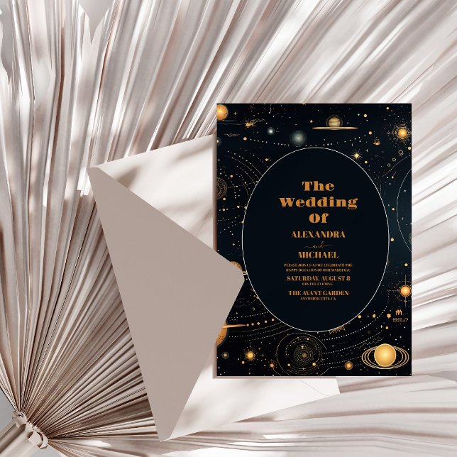 Invitation Nuit de rêve bleu marine Céleste Mariage (Créateur téléchargé)