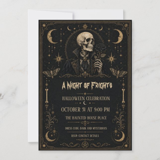 Invitation Nuit d'effrois Fête gothique de l'Halloween avec s (Devant)