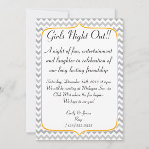 Invitation Nuit des filles de Neon Orange et Grey Chevron