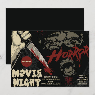 Invitation Nuit d'Horreur de Film d'Halloween Couteau Sanglan