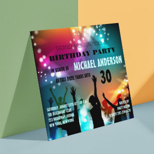 Invitation Nuit disco glamour Anniversaire/Enterrement de vie