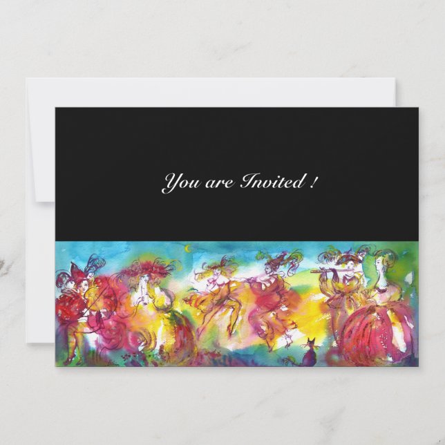 Invitation NUIT DU CARNAVAL, Masque Mardi Gras, Danse, Musiqu (Devant)