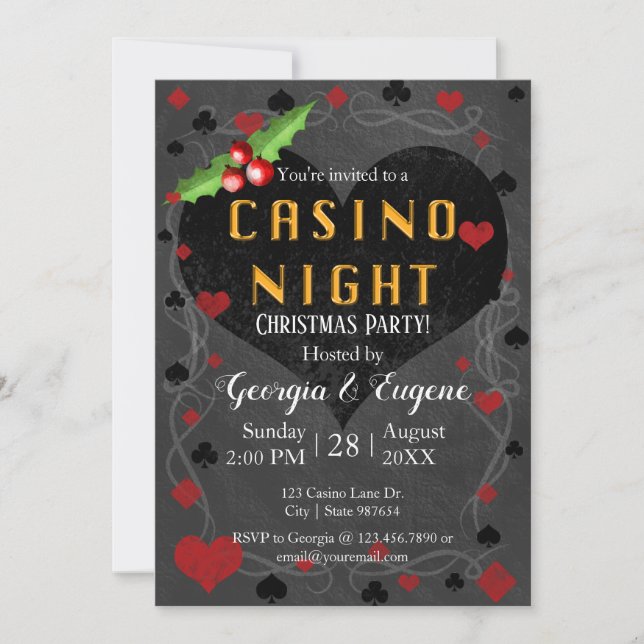 Invitation Nuit du casino de Noël | Las Vegas (Devant)