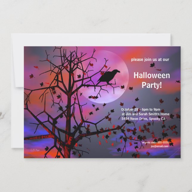 Invitation Nuit du Corbeau de fête d'Halloween (Devant)