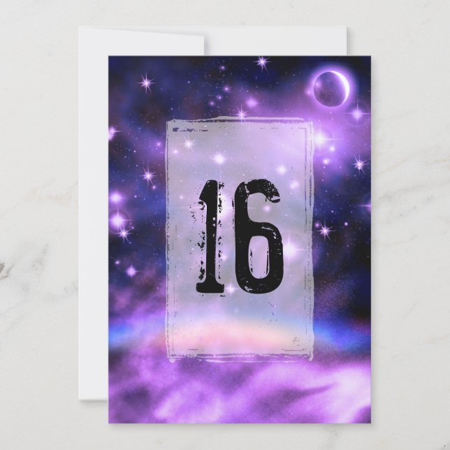 Invitation Nuit étoile Arc-en-ciel Imaginaire doux 16 Anniver (Devant)