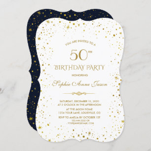 Invitation Nuit étoile d'or Whimsical 50e anniversaire