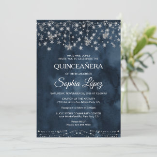 Invitation Nuit étoile Quinceanera Bleu Sous les étoiles
