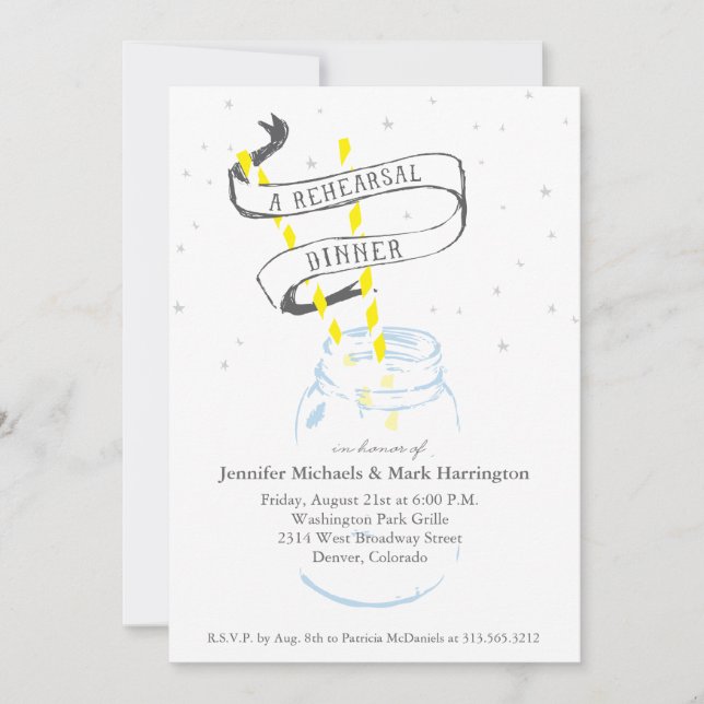 Invitation Nuit étoilée d'invitation de dîner de répétition (Devant)