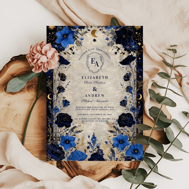 Invitation Nuit étoilée Fleurir Mariage (Créateur téléchargé)