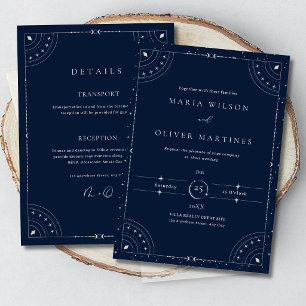 Invitation Nuit étoilée Mariage céleste Bleu marine Élégant I