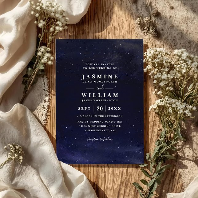 Invitation Nuit étoilée mariage élégant moderne chic avec cod (Créateur téléchargé)