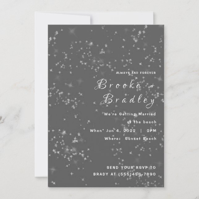 Invitation Nuit étoilée mariage gris (Devant)