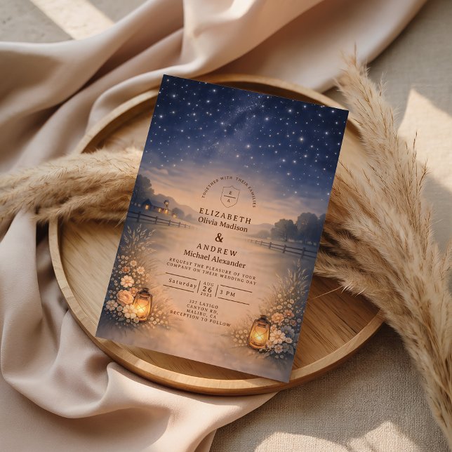 Invitation Nuit étoilée Mariage Rustique Prairie (Créateur téléchargé)