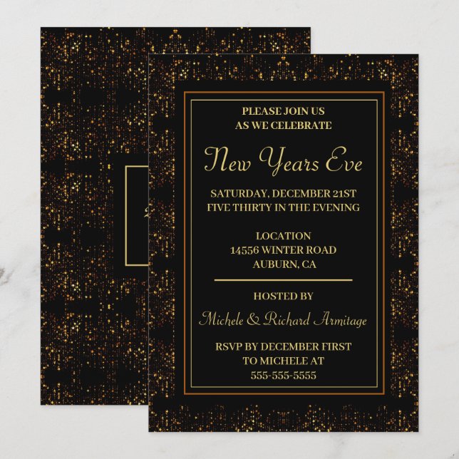 Invitation Nuit étoilée Nouvel An (Devant / Derrière)