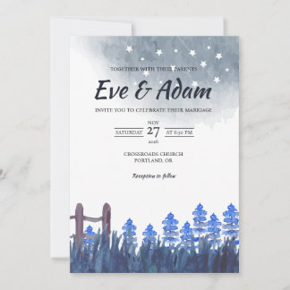 Invitation Nuit étoilée Pinède Aquarelle Mariage d'hiver