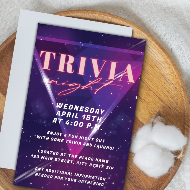 Invitation Nuit Neon Space Trivia (Créateur téléchargé)
