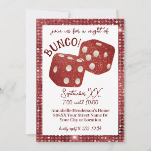 Invitation Nuit Retro Red Dice Bunco